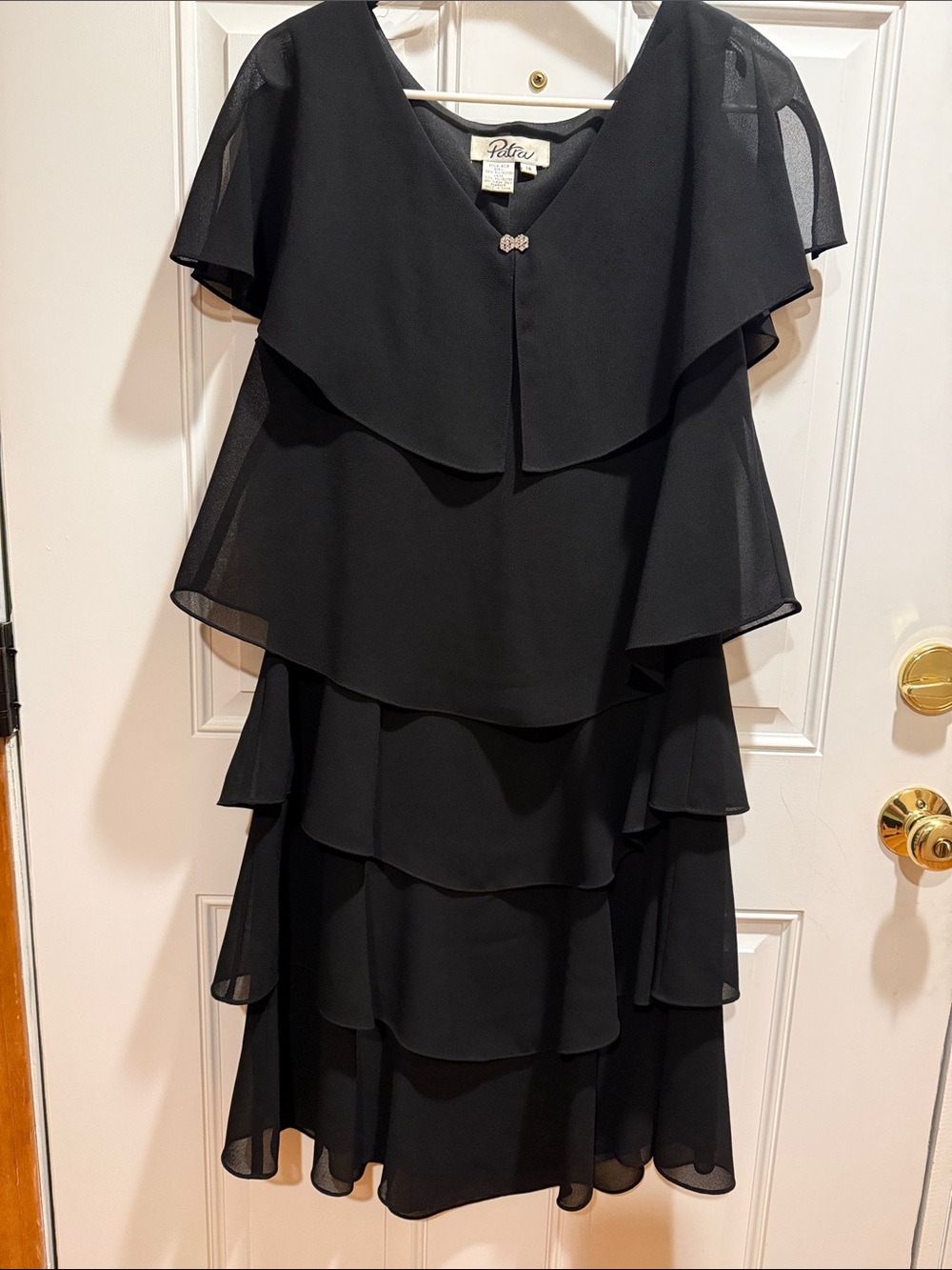 Patra Black Tiered Chiffon Midi Dress